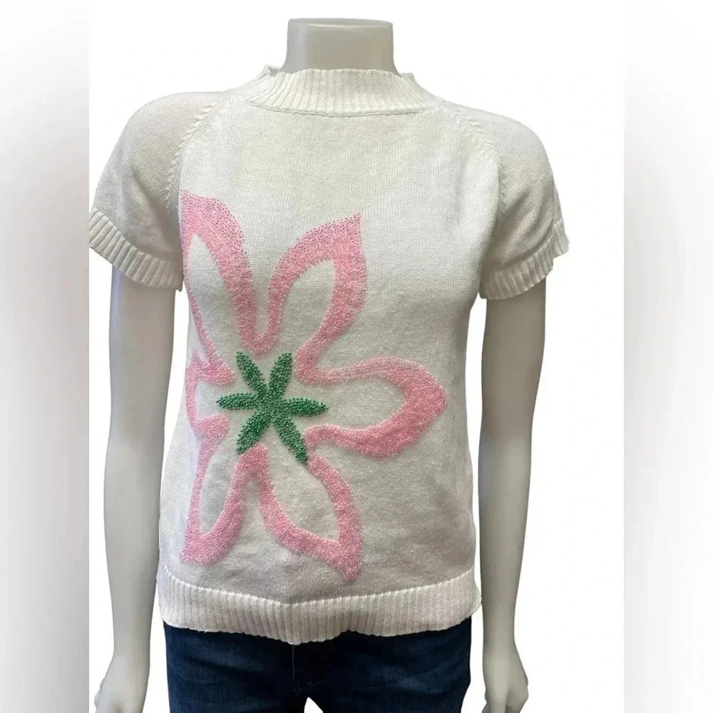 Cathrine Stewart  Vintage Floral beaded Sweater Size Medium